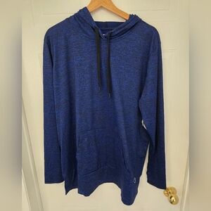 New Large Women's Long Sleeve Blue Hoodie With Kangaroo Pouch Pocket